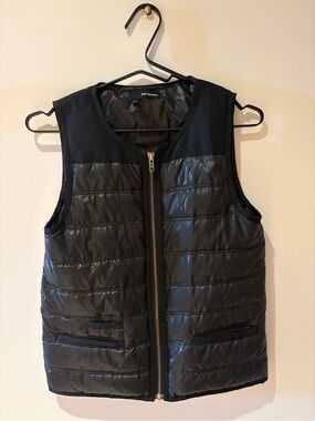 The Kooples Black Quilted Vest with Silver Zip